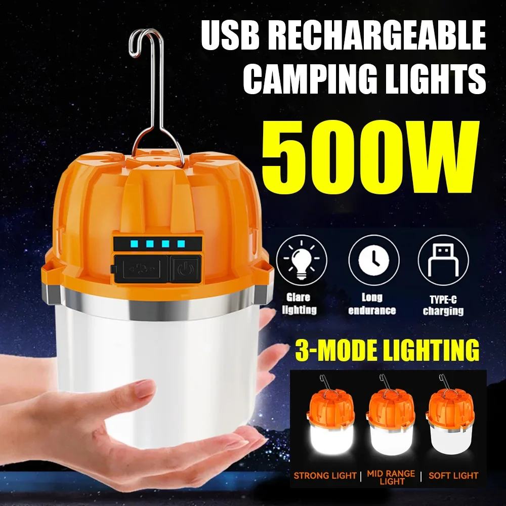 فانوس تخييم LED 500 واط قابل للشحن