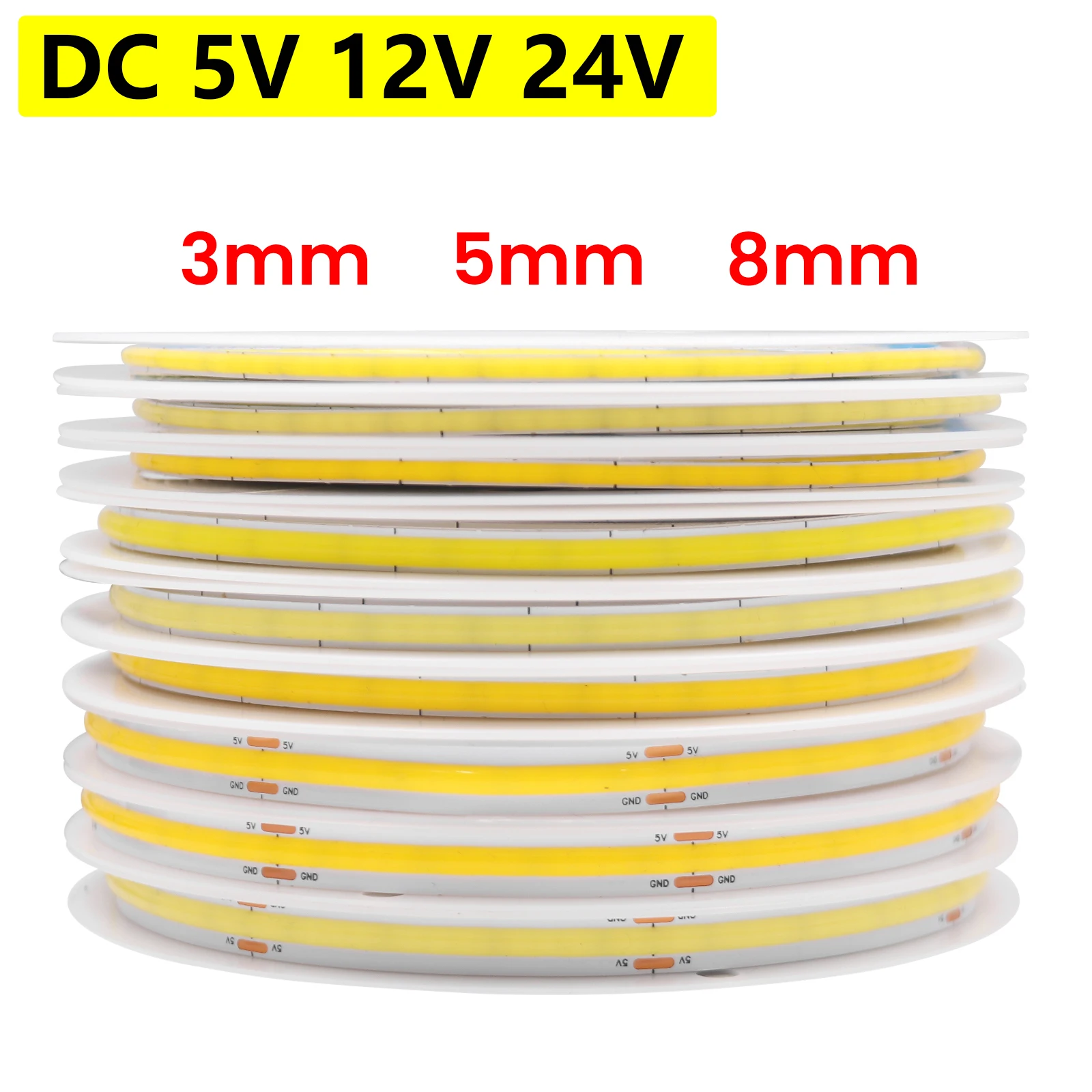 شريط LED COB مرن بتوترات متعددة