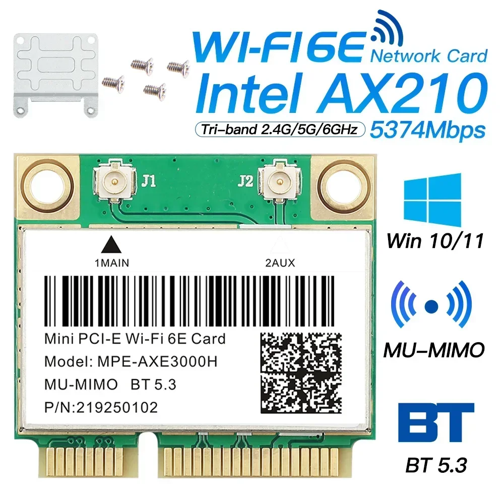 محول WiFi 6E AX210 ثلاثي الموجات