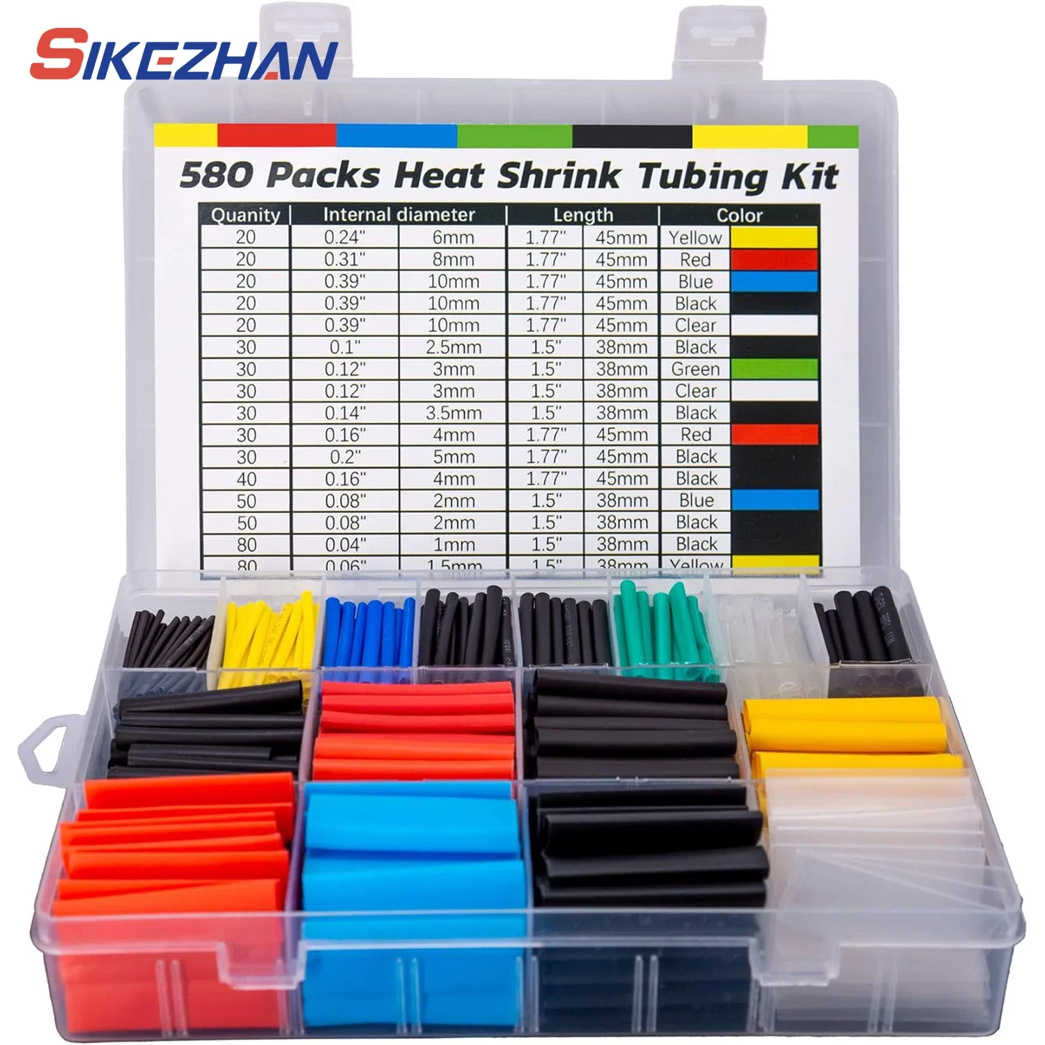 طقم أنابيب shrink حرارية 580 قطعة