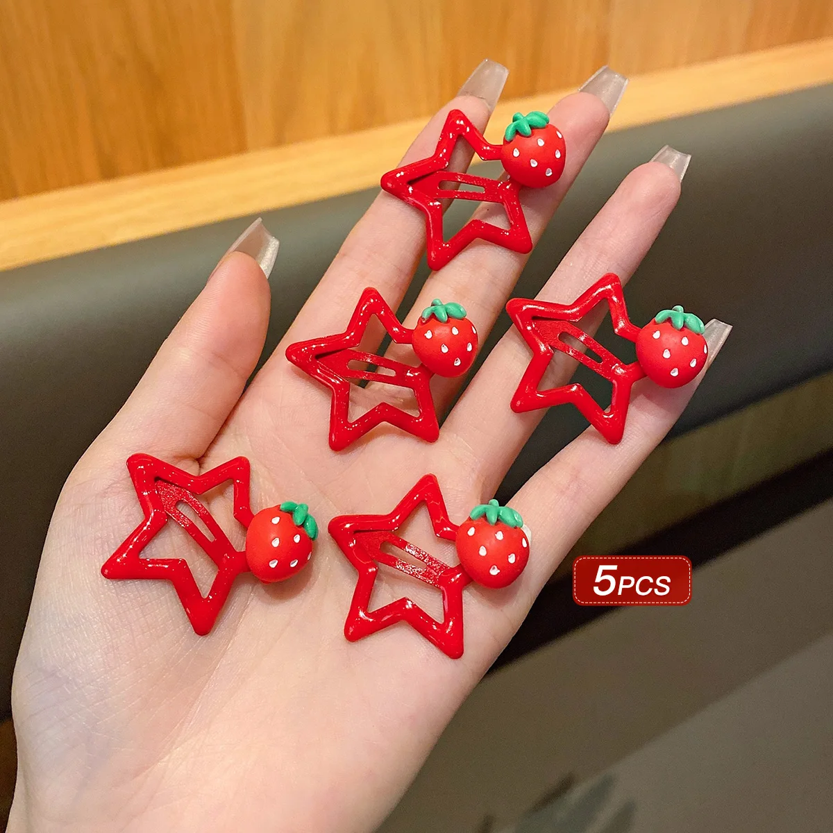 5 Red Star Hair Clips for Daily Use
