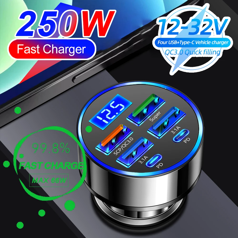 شاحن سيارة سريع 66-250 واط QC3.0