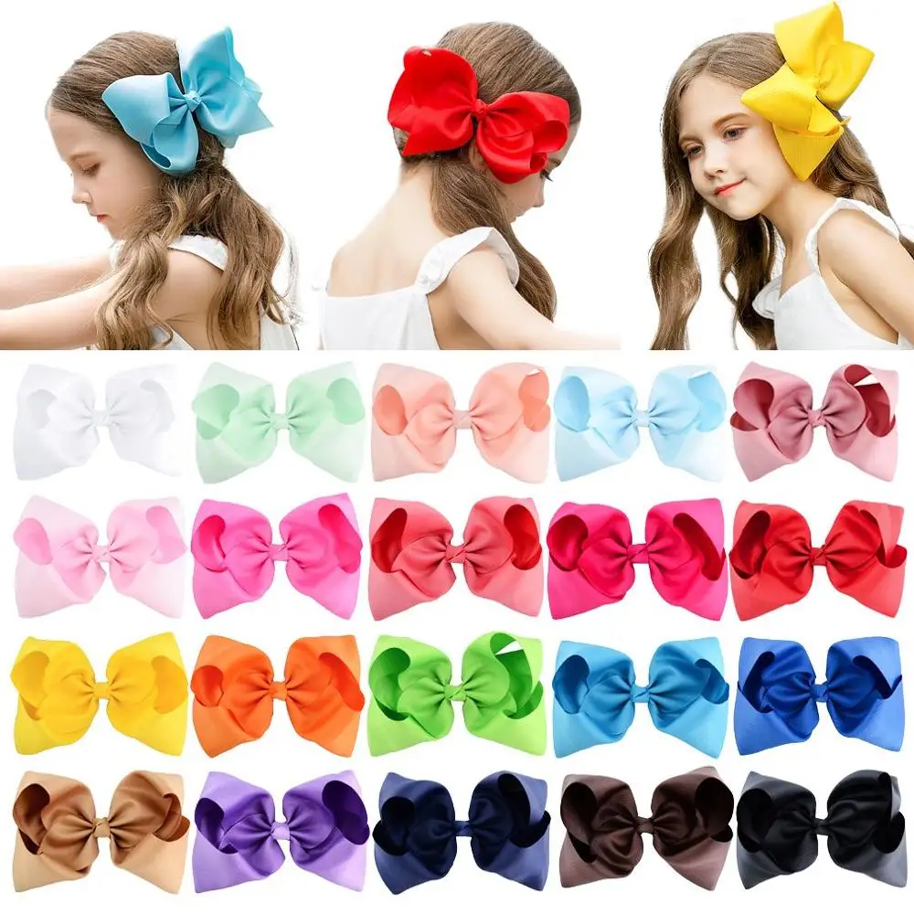 6 Inch Grosgrain Ribbon Hair Bows with Clips