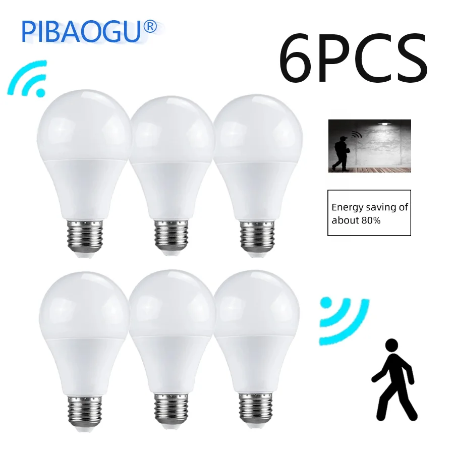 6 قطع لمبات LED مع مستشعر حركة
