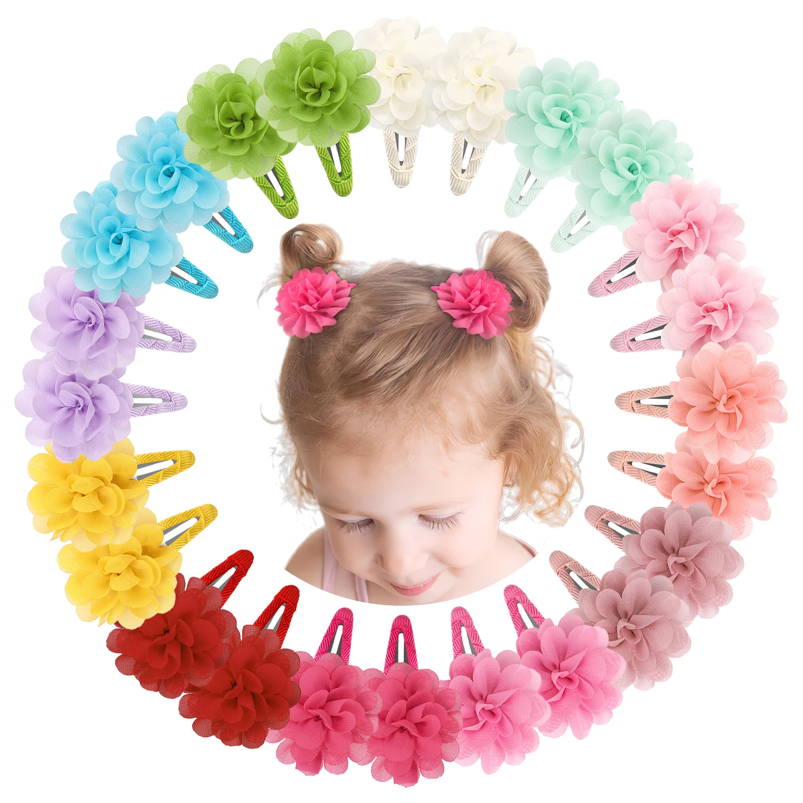 6-Pack Cute Chiffon Flower Hair Clips