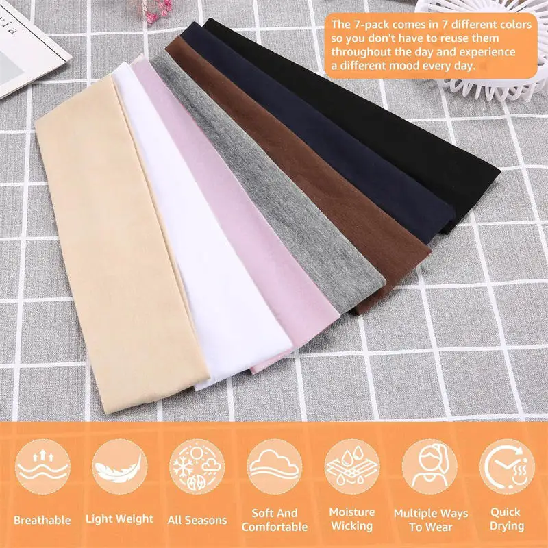 7Pcs High Elasticity Yoga Headbands