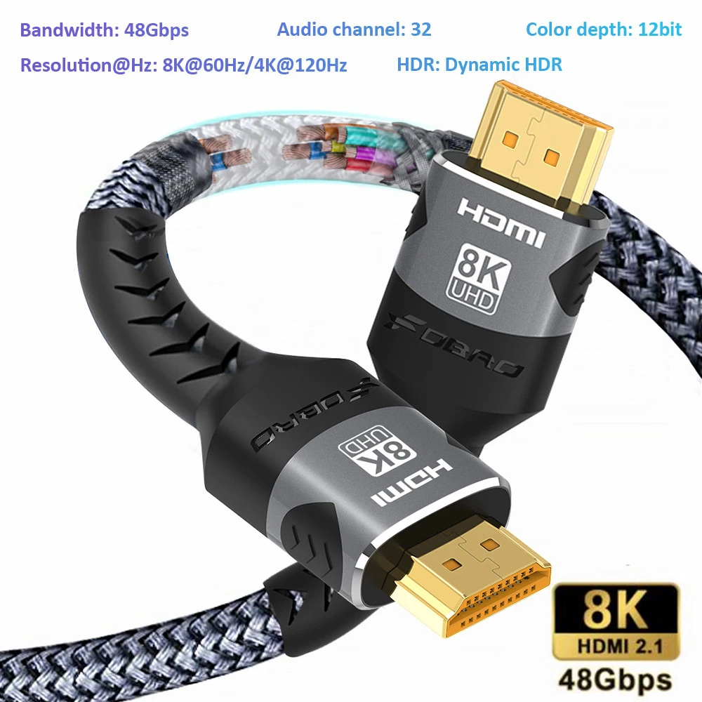 كابل HDMI 2.1 للألعاب بدقة عالية