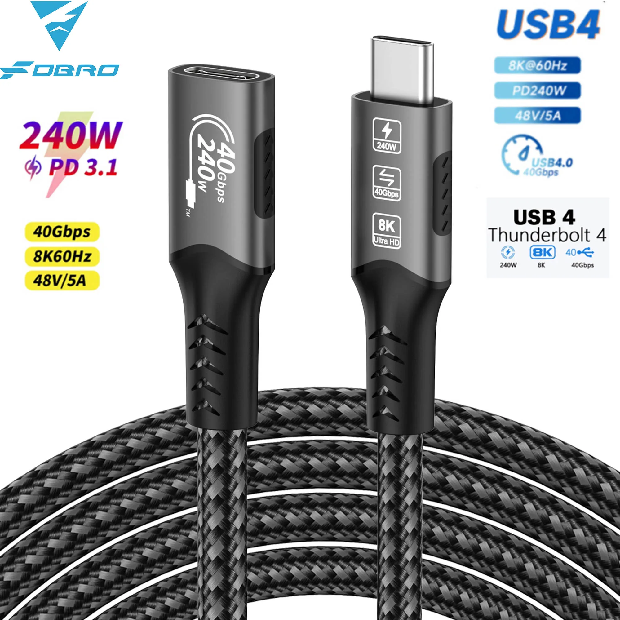 8K USB C Fast Charging Extension Cable