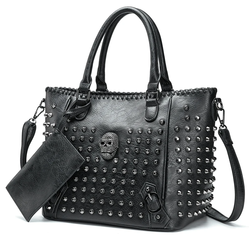 Annmouler Punk Skull Crossbody Handbag
