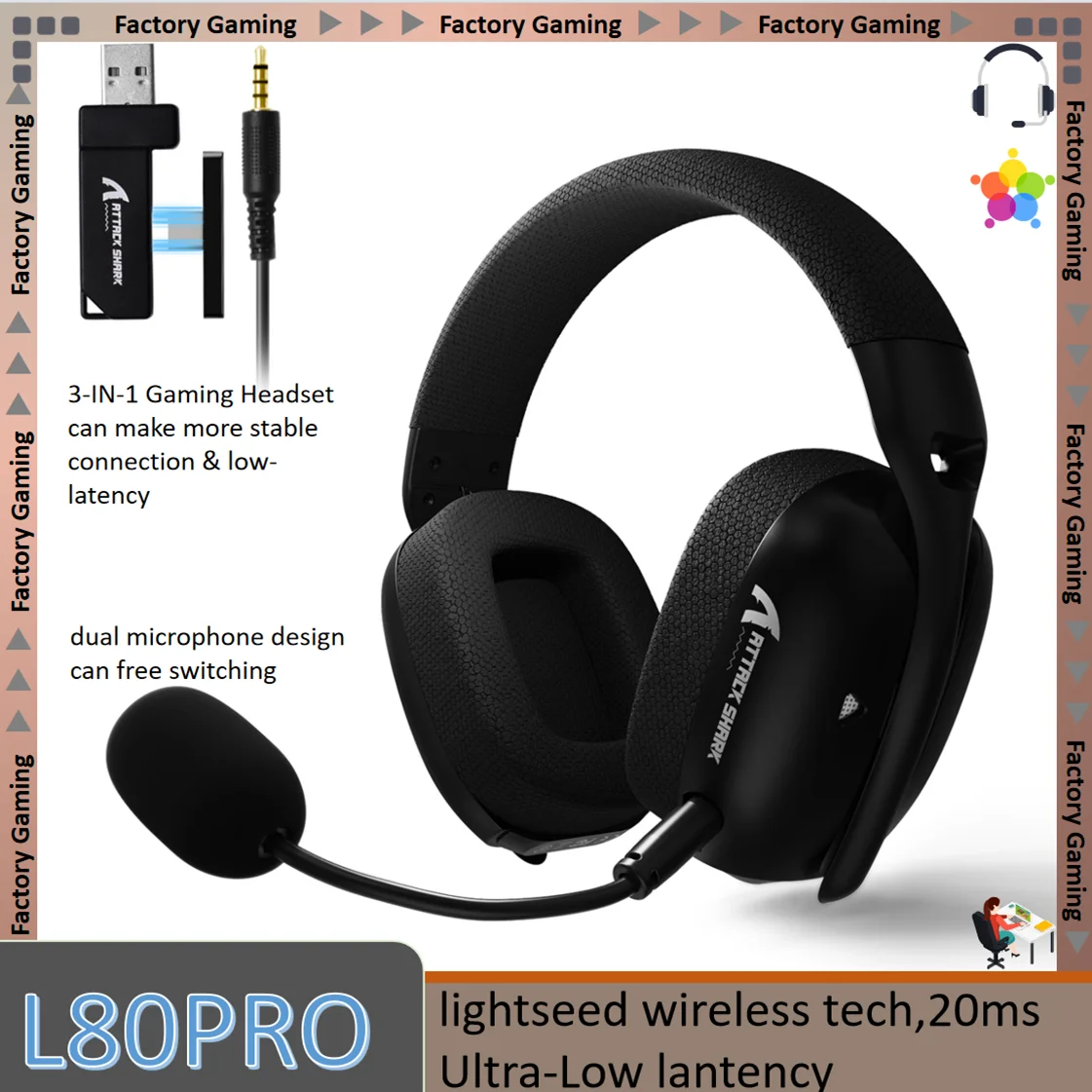 سماعة ألعاب ATTACK SHARK L80PRO