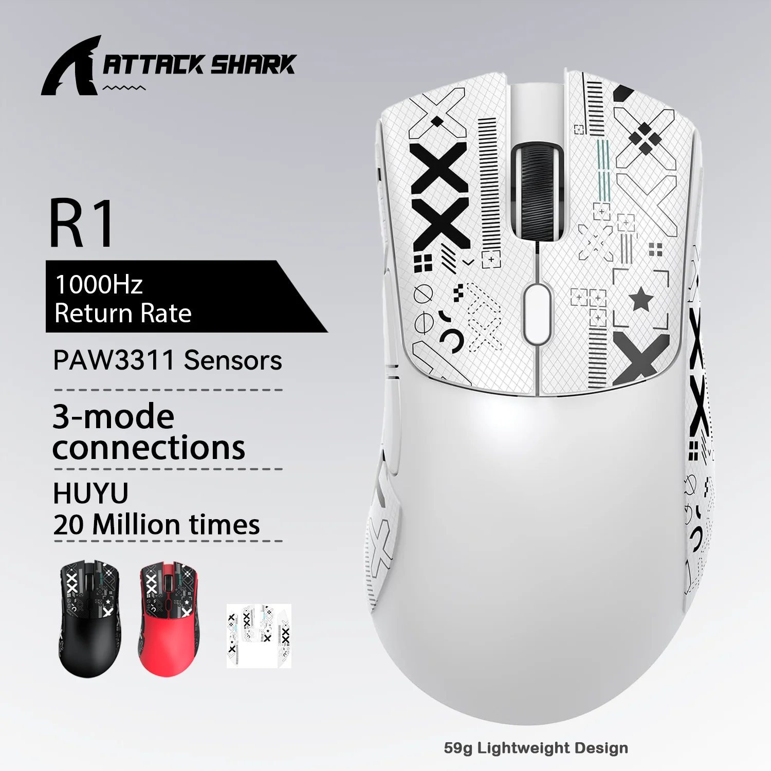 Lightweight Tri-Mode Wireless Gaming Mouse