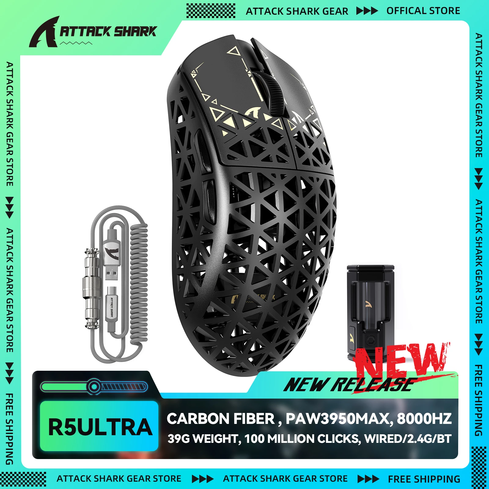 ماوس ألعاب ATTACK SHARK R5Ultra اللاسلكي