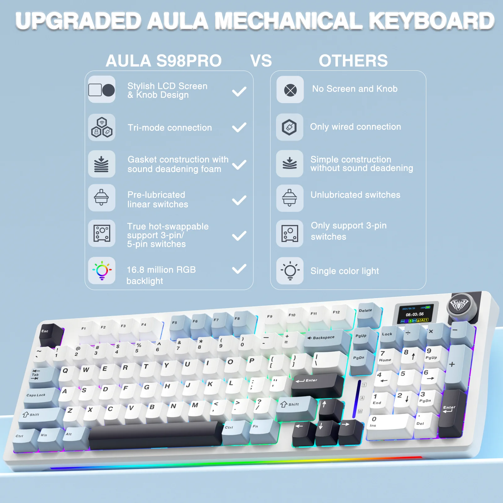 لوحة مفاتيح AULA S98pro ميكانيكية لاسلكية