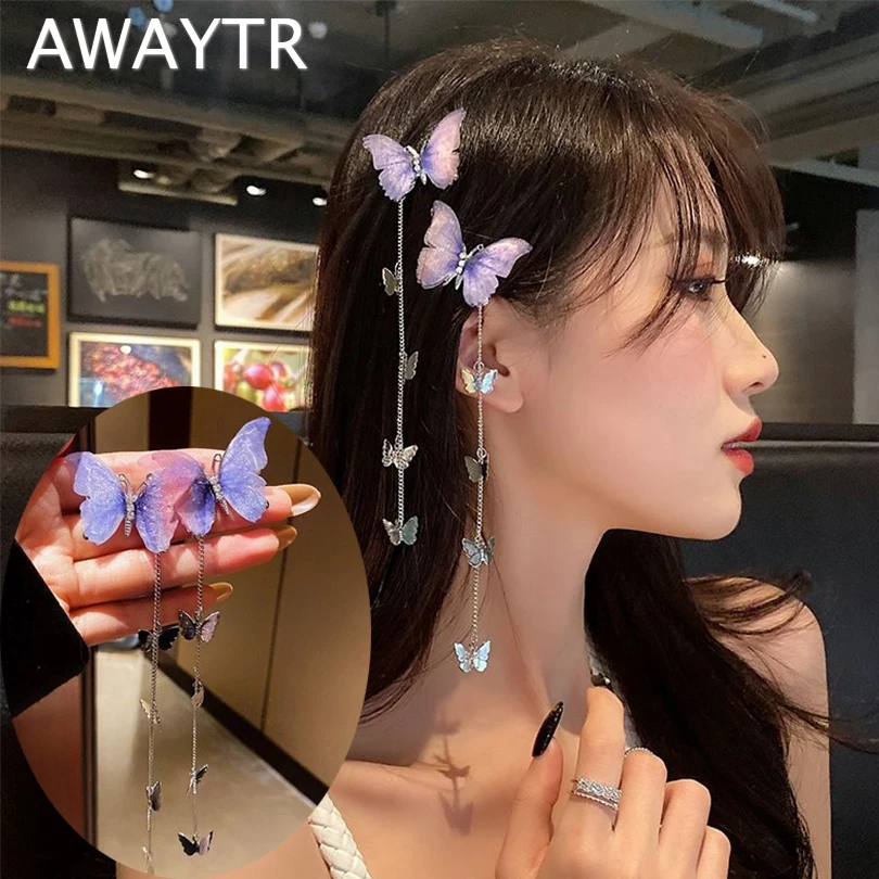 AWAYTR Blue Butterfly Hairpin Duckbill Clips