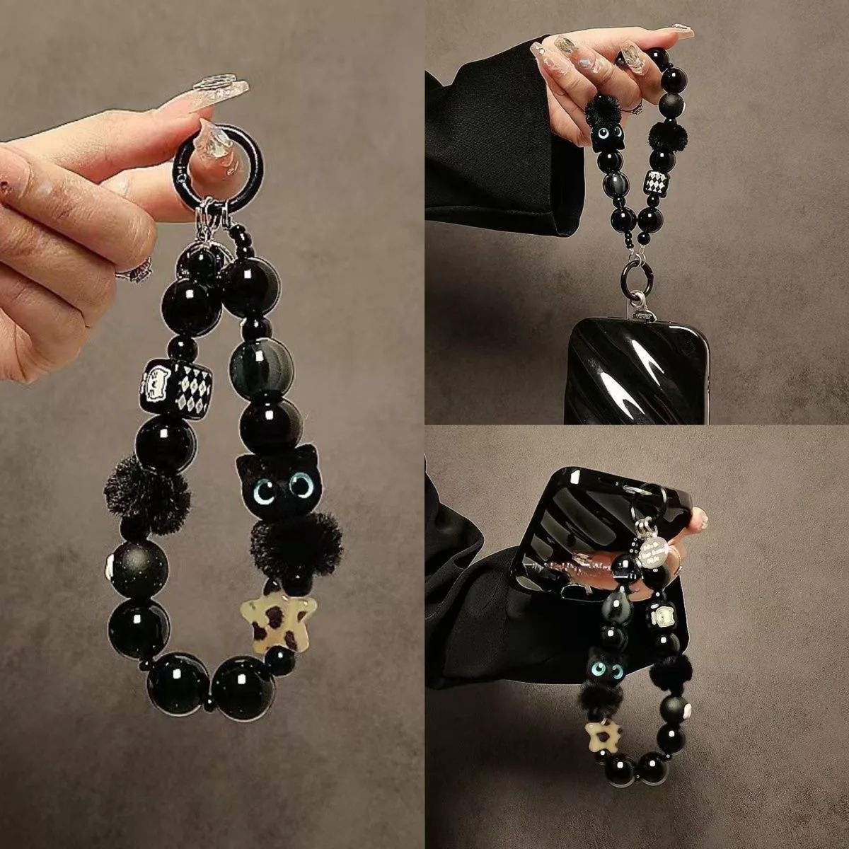 Black Cat DIY Charms Keychain & Lanyard
