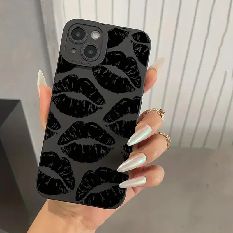 Black Lips Kiss Silicone Phone Case