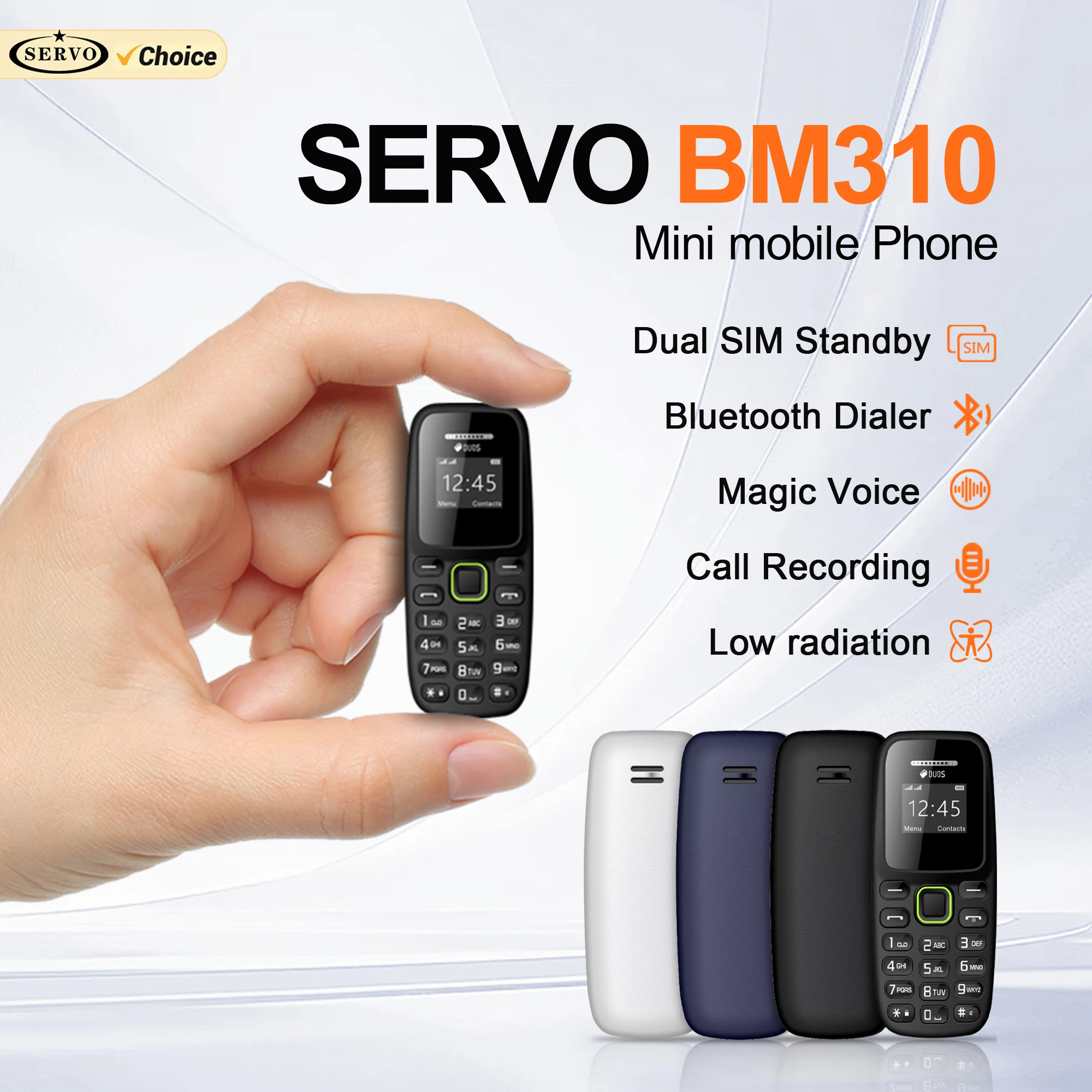 سيرفو BM310 هاتف محمول صغير وثنائي الشريحة