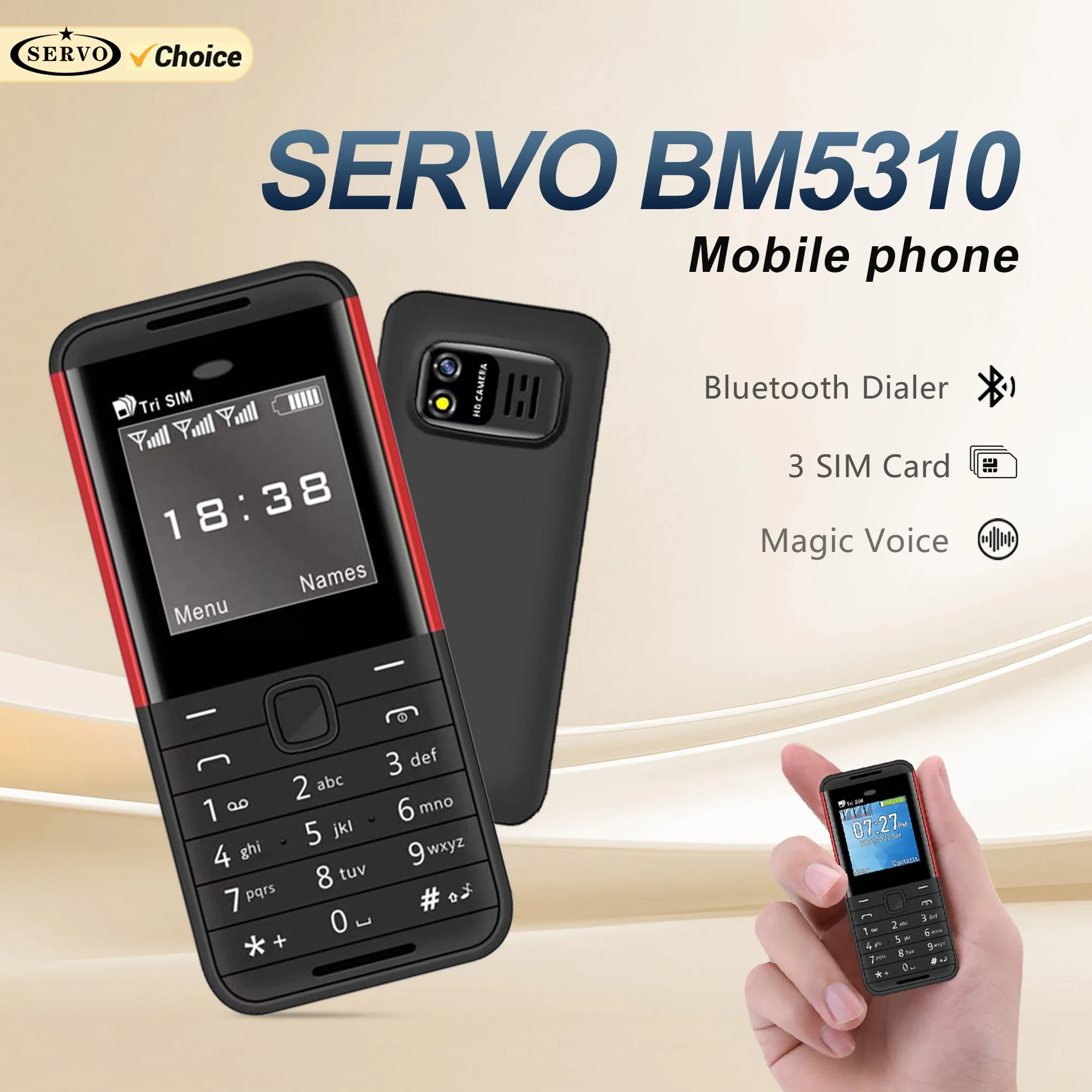 سيرفو BM5310 هاتف محمول صغير ثلاثي الشريحة