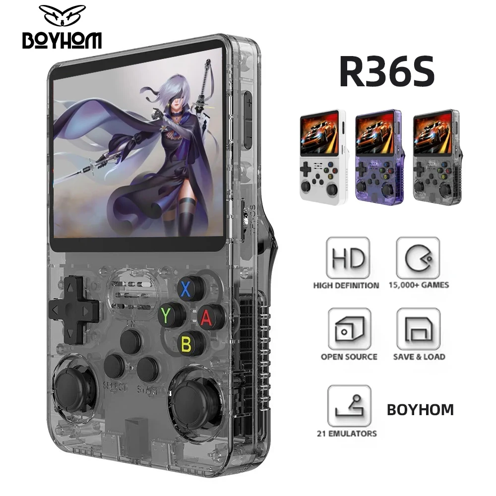 وحدة تحكم ألعاب ريترو محمولة BOYHOM R36S