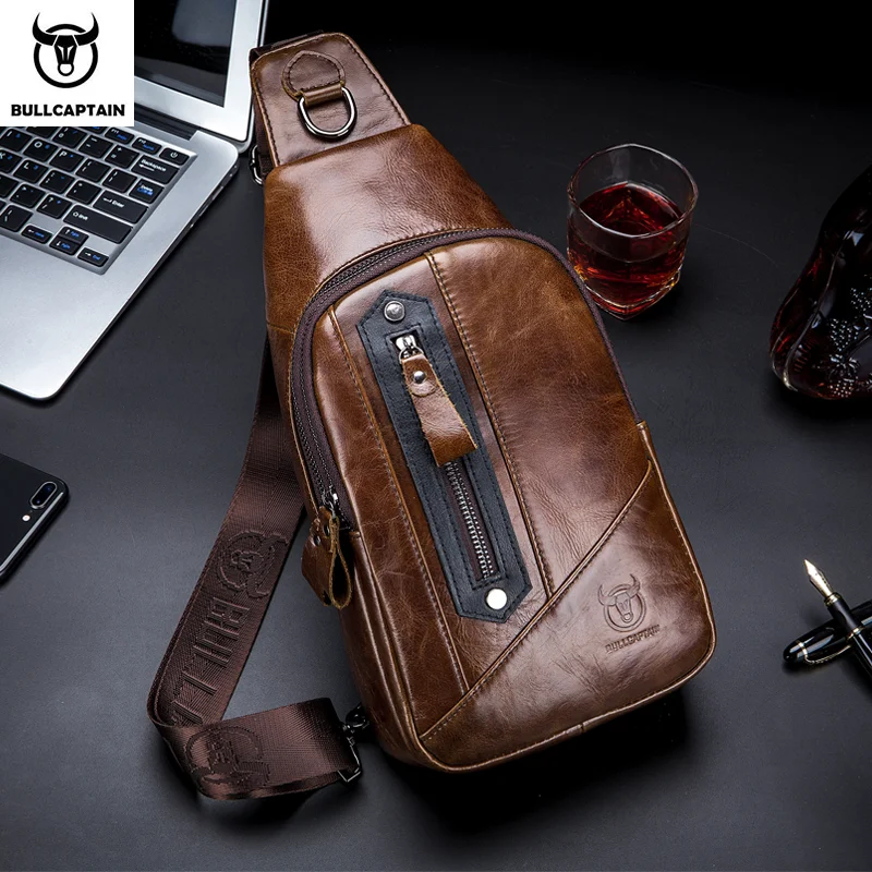BULLCAPTAIN Men’s Leather Chest Bag