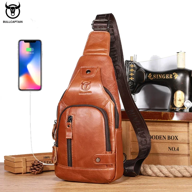 BULLCAPTAIN Leather Crossbody Chest Bag