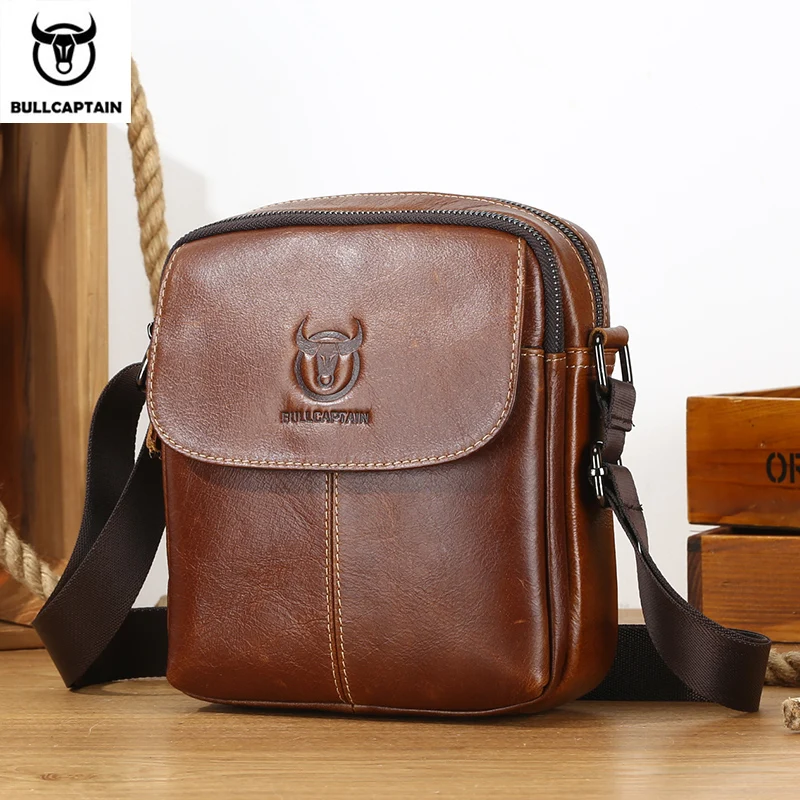 BULLCAPTAIN Leather Messenger Bag for Men