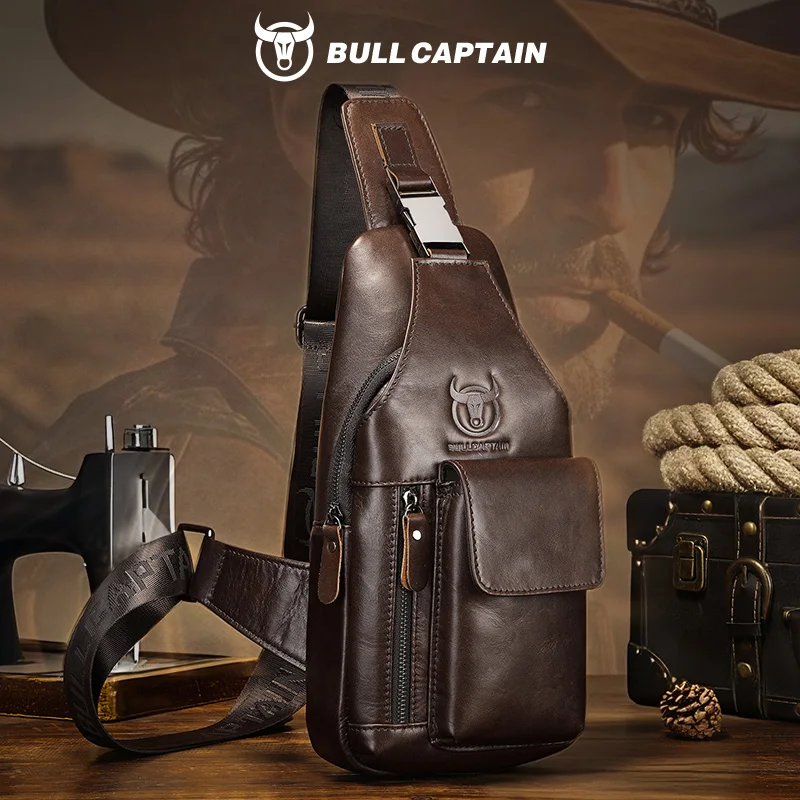 BULLCAPTAIN Retro Genuine Leather Chest Bag