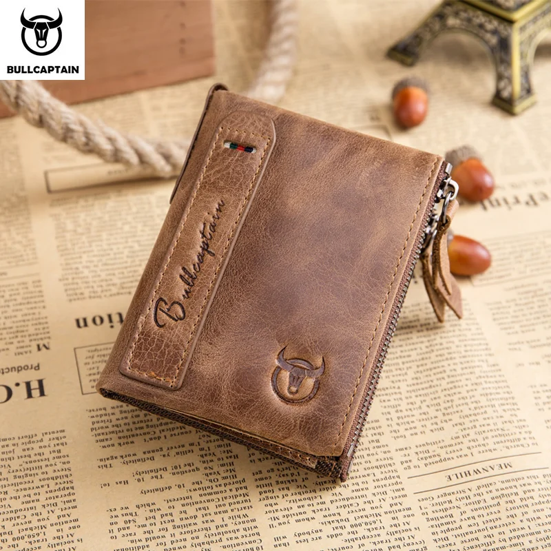 BULLCAPTAIN RFID Vintage Leather Wallet