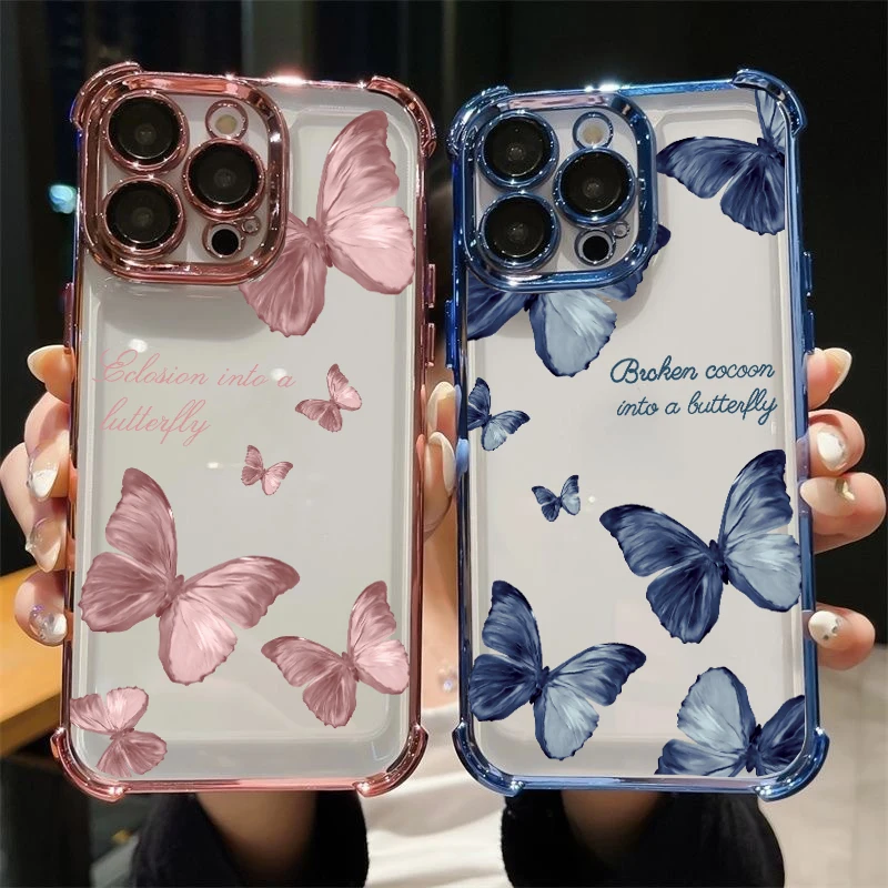 Butterfly Plating Clear Case for Samsung Galaxy
