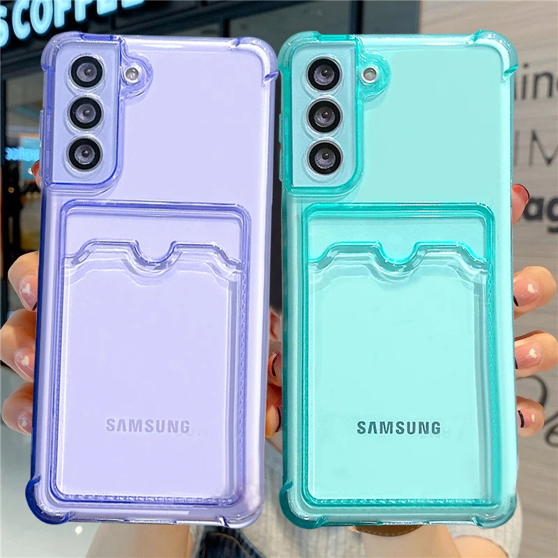 Clear Phone Case with Card Bag for Samsung