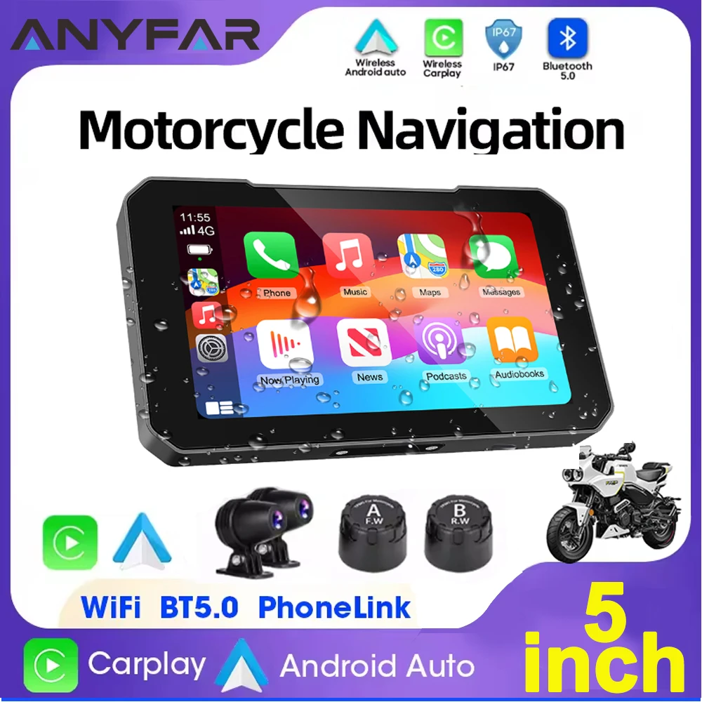 شاشة CarPlay للدراجات النارية بمقاس 5 بوصات