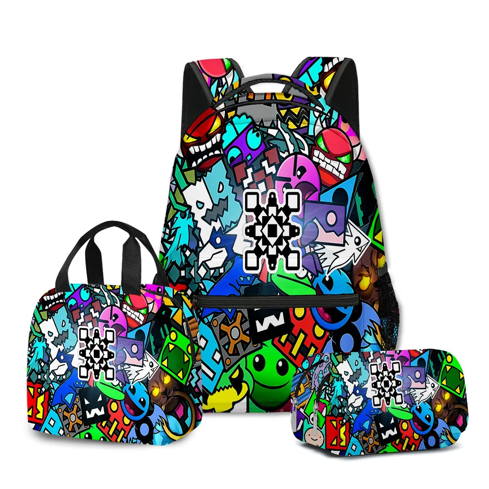Geometry Dash 3D Printed School Bag Set