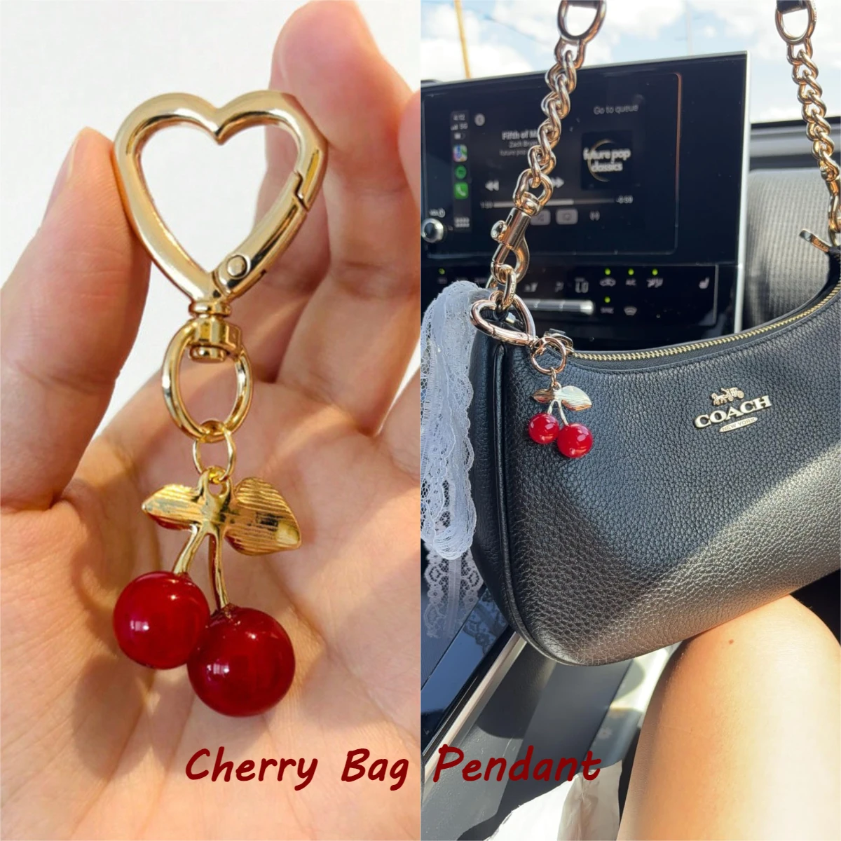 Handmade Cherry Blossom Bag Charm Keychain