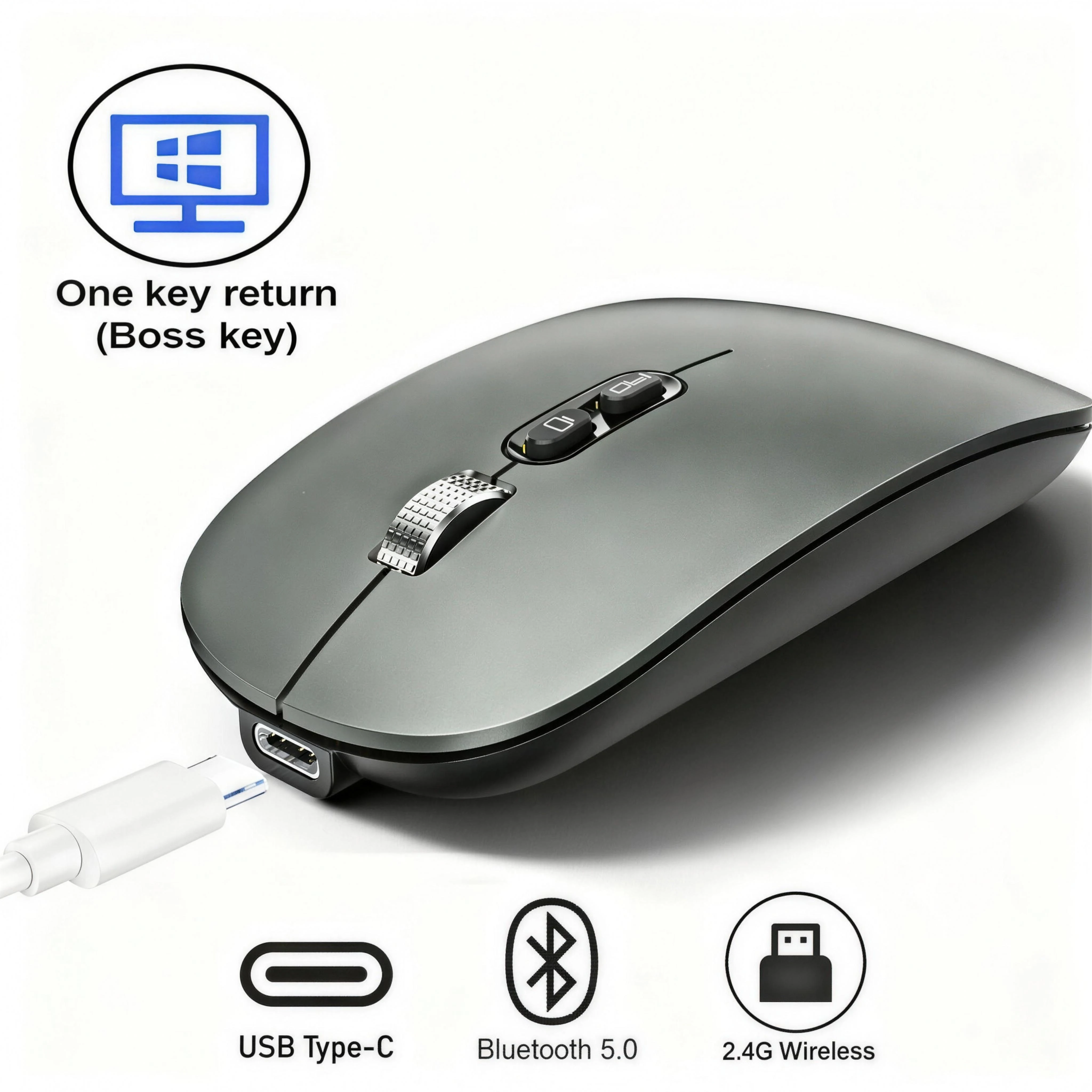 Dual Mode Wireless Bluetooth Rechargeable Mouse