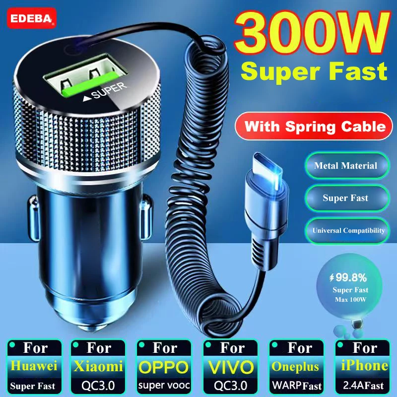 EDEBA 2-in-1 Fast USB Car Charger