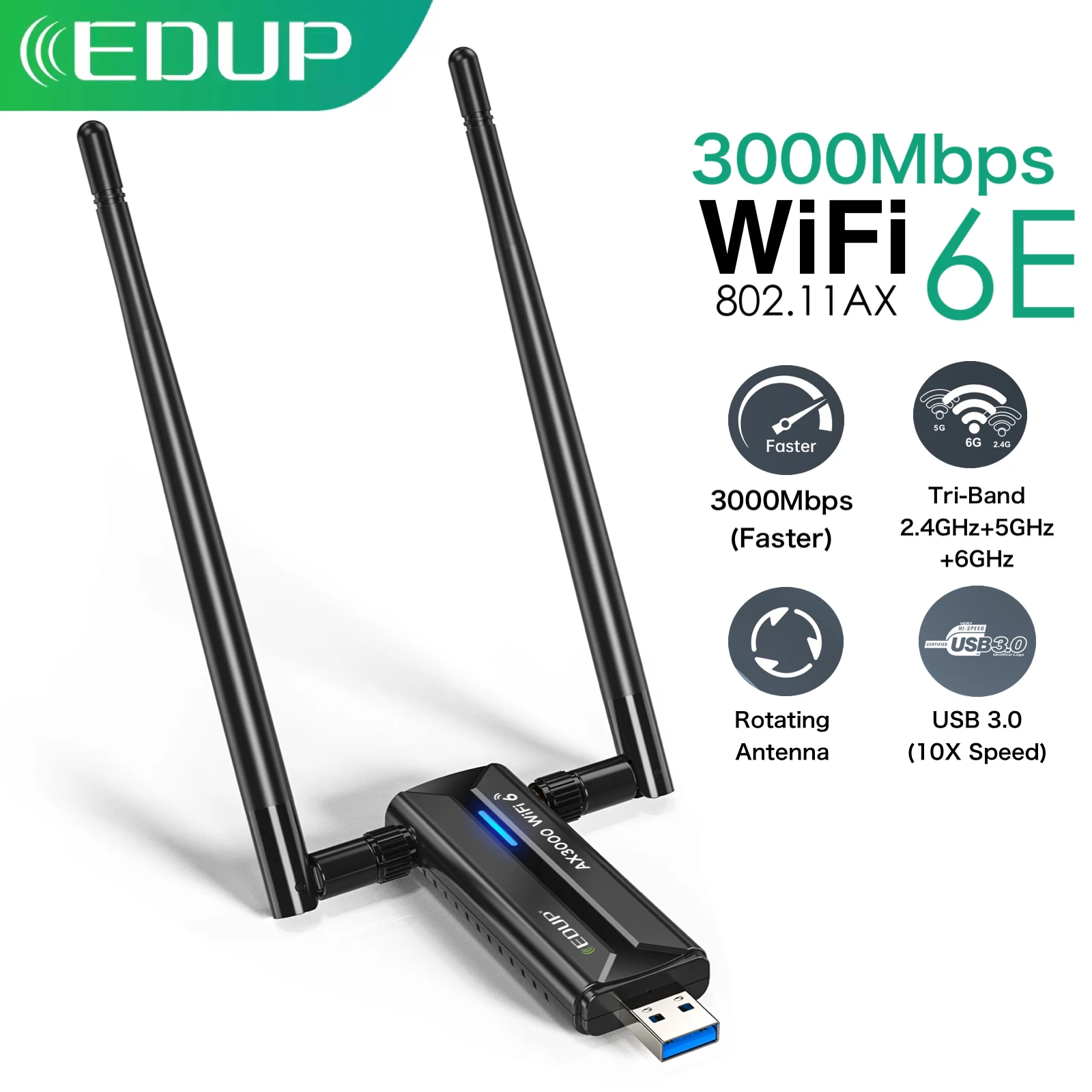 بطاقة الشبكة EDUP WiFi 6E USB