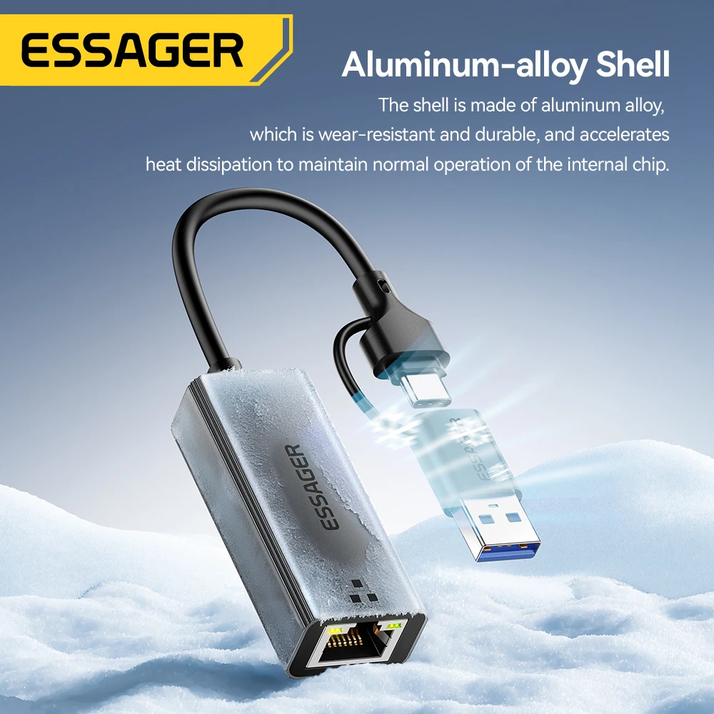 محول إيثرنت 2 في 1 USB-A/Type-C