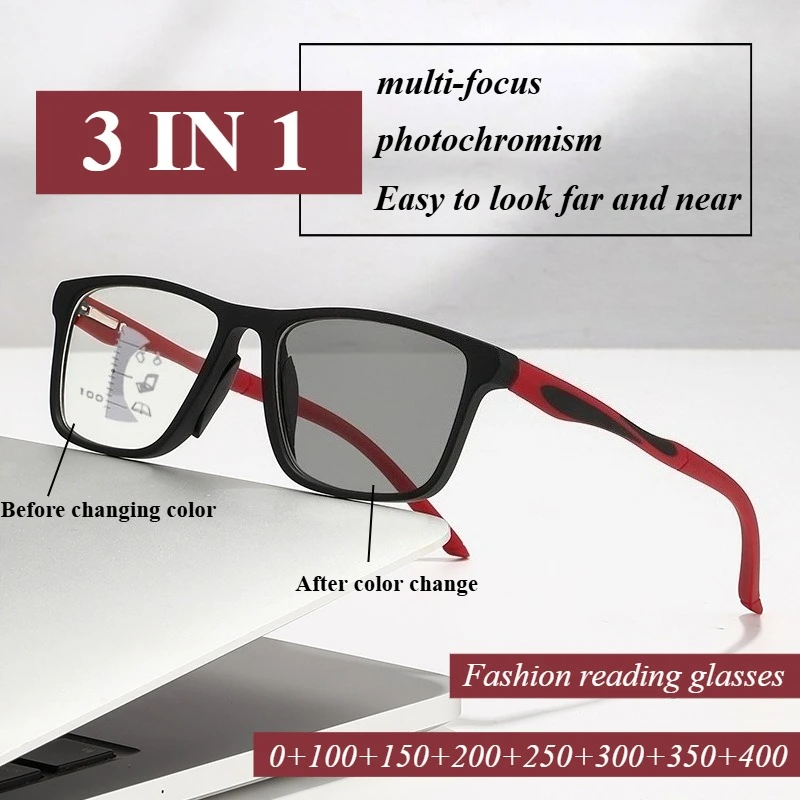 Stylish Multifocal Photochromic Reading Glasses