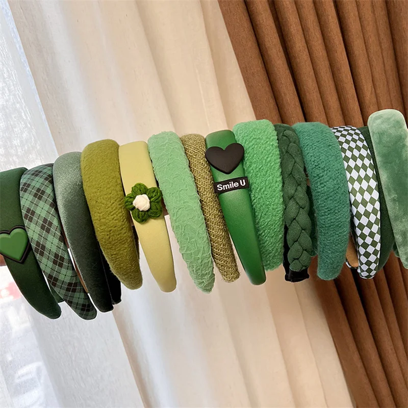 Korean Woolen Green Padded Headband