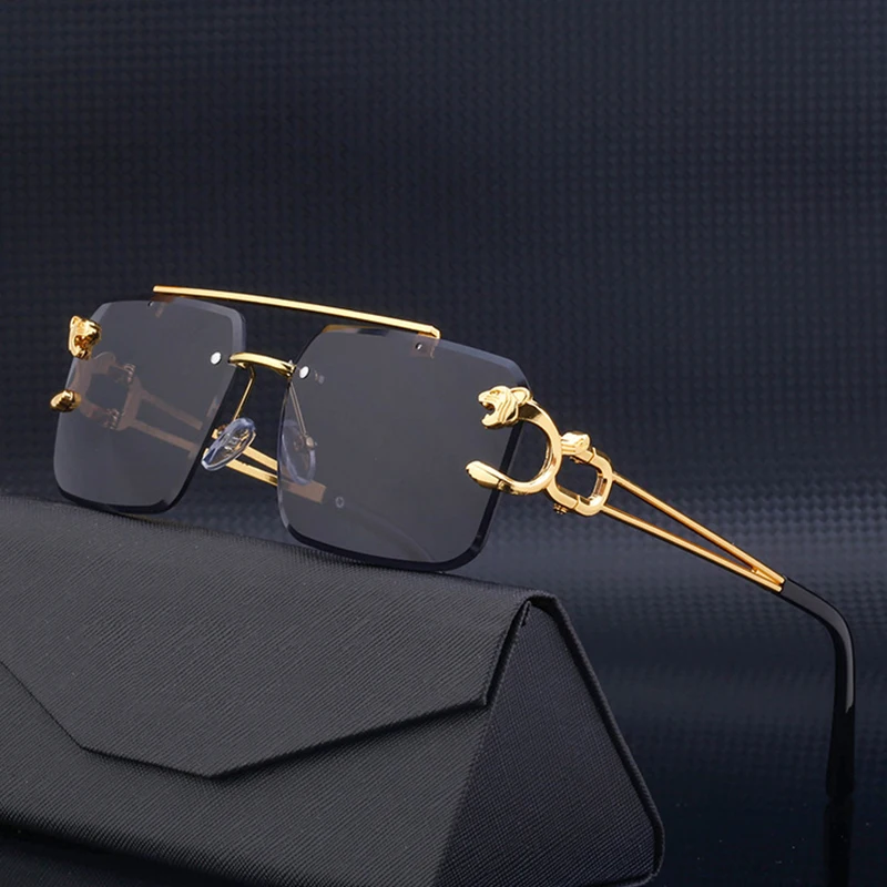 Stylish Metal Rimless Leopard Sunglasses