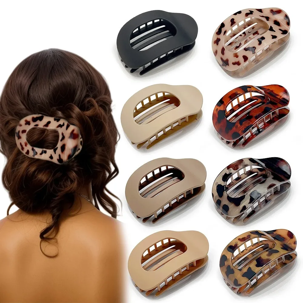 Fashion Leopard Oval Hair Claw Clip