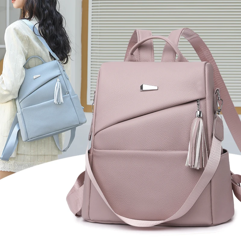 Fashion Women’s Anti-theft Backpack with Tassels