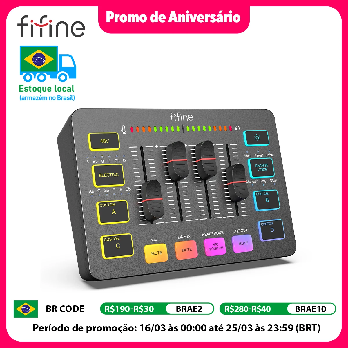 FIFINE USB Gaming Mixer with Microphone