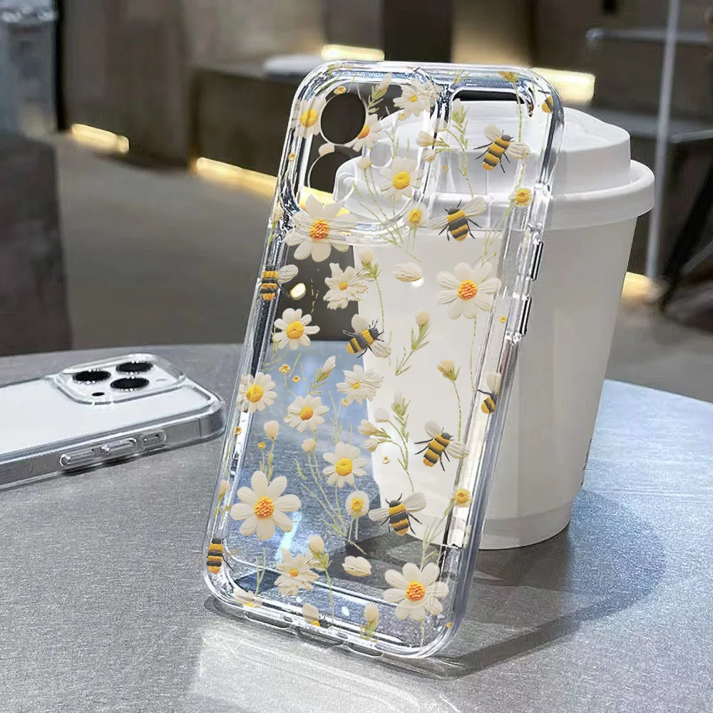 Samsung Clear Flower Bee Phone Case