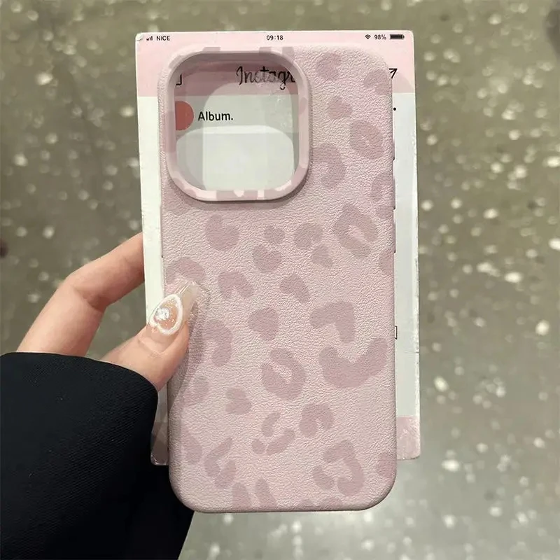 Pink Leopard Print Silicone Case for iPhone
