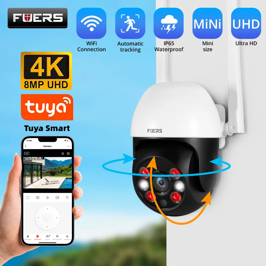 كاميرا Fuers 8MP 4K للاستخدام الخارجي