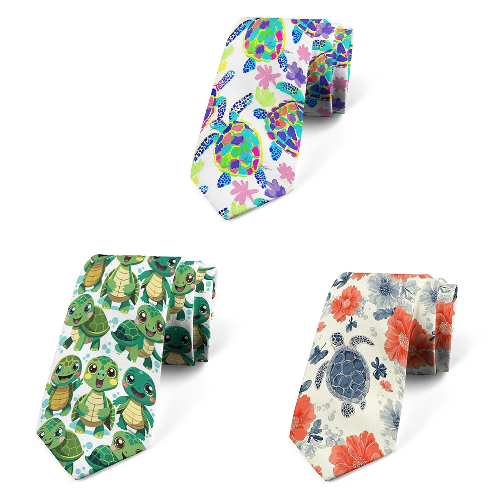 Funny Cartoon Tortoise Print Business Tie