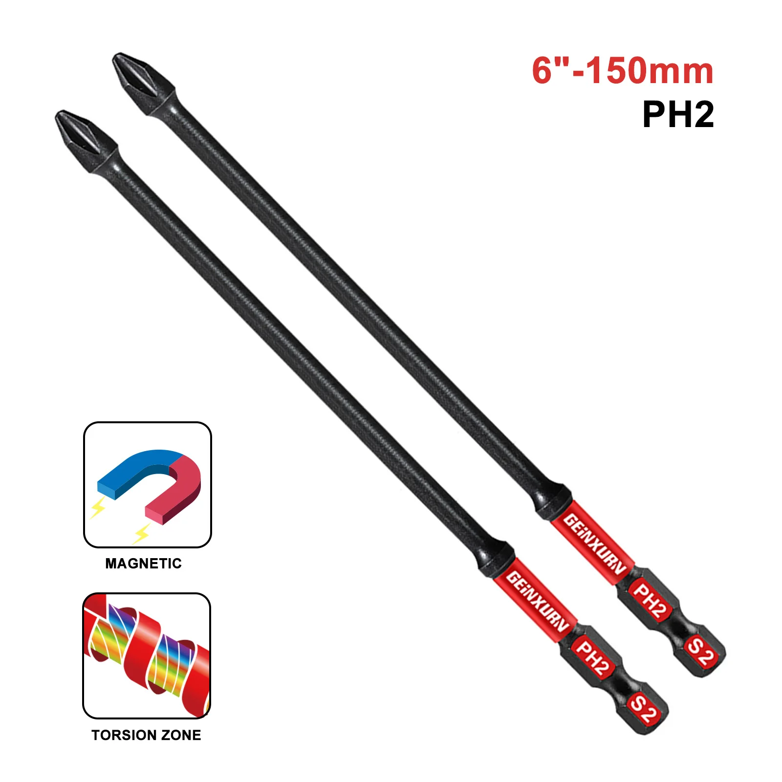 Geinxurn 6-Inch Impact Tough Screwdriver Bits