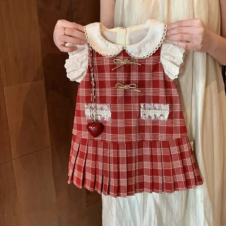 Korean Style Girls Red Sundress