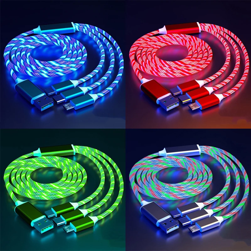 Glowing LED 3 in 1 Fast Charger Cable